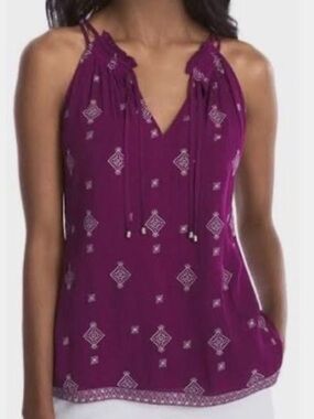 White House Black Market Plum Printed Strappy Camisole